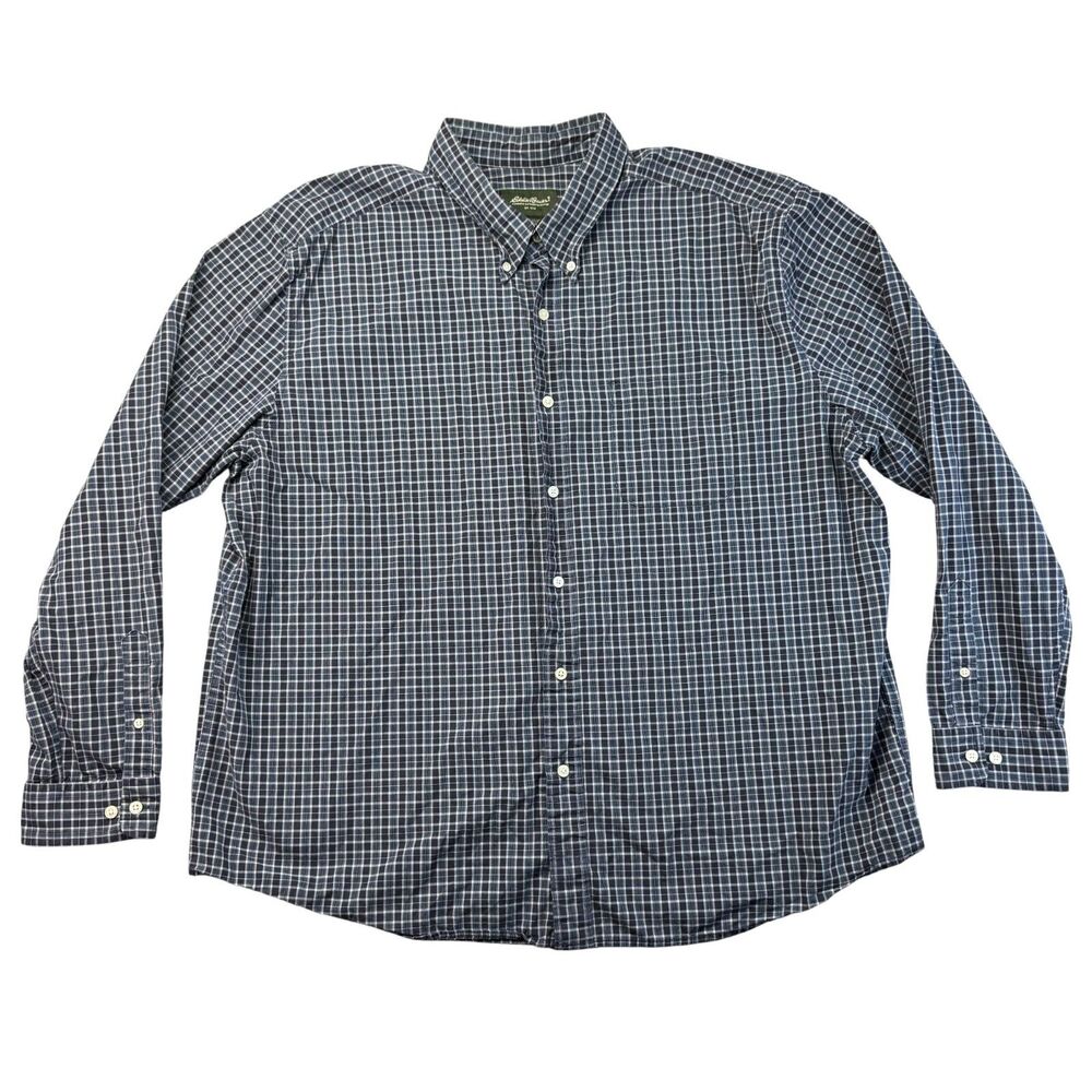 Eddie Bauer Shirt Men’s Extra Extra Large Blue Long Sleeve Button Down Top Plaid